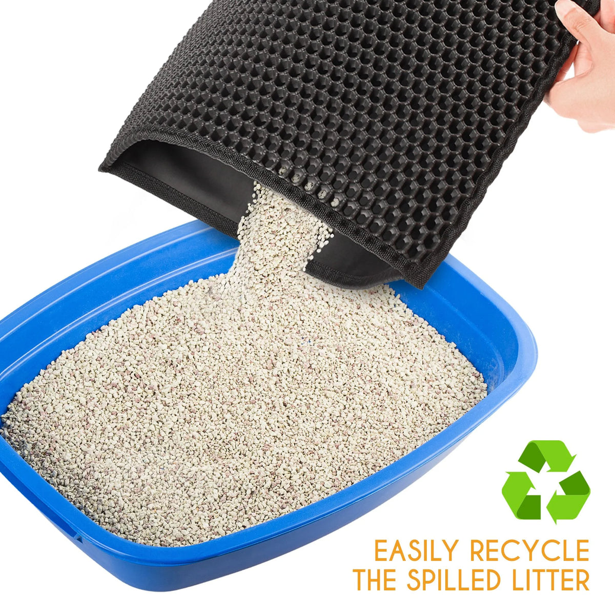Black double-layer cat litter trapping mat – view 6