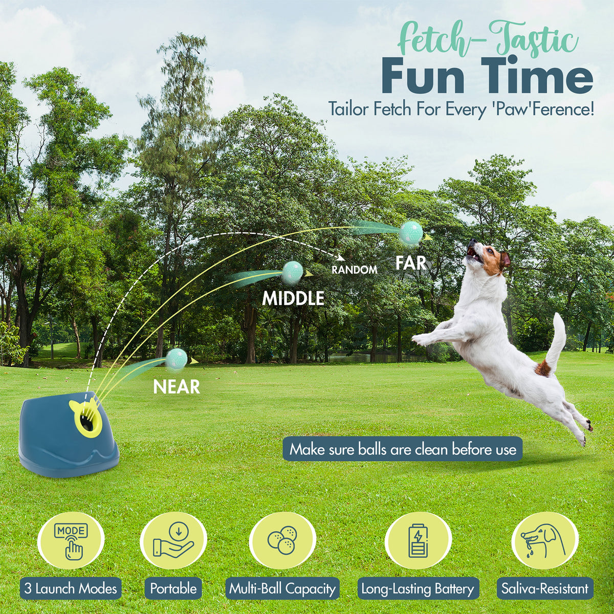 Automatic dog ball launcher with six balls – view 3