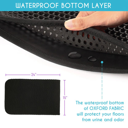 Black double-layer cat litter trapping mat – view 4