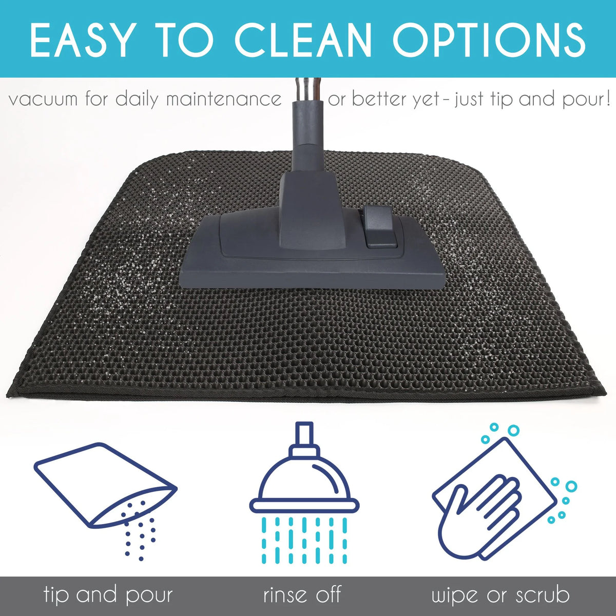 Black double-layer cat litter trapping mat – view 5