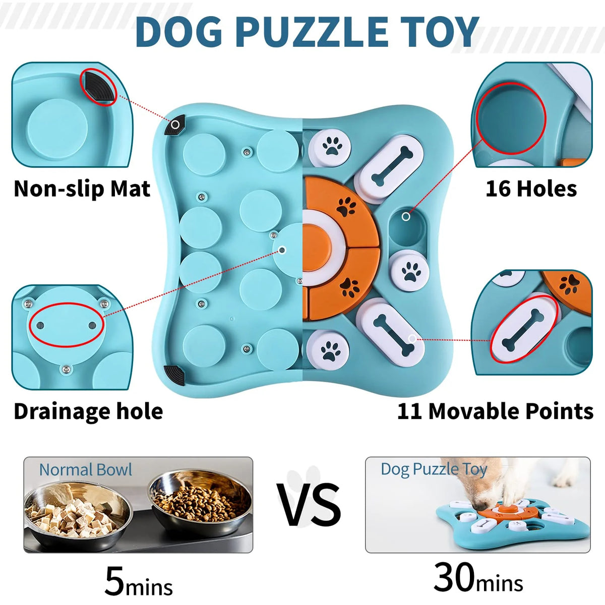 Interactive treat-dispensing dog puzzle toy – view 8