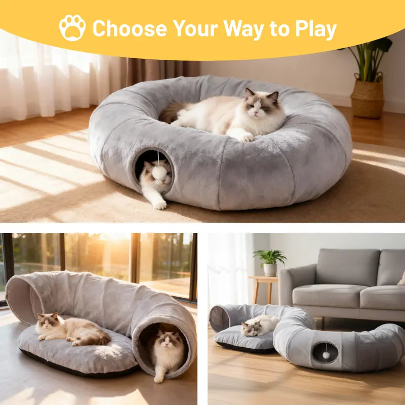 Cozy Cat Cave Bed: Double the Fun for Your Furry Friends! Hide, Play & Nap in Style Cat and Dog Bed