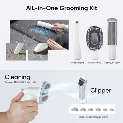 Pet grooming vacuum kit with clipper and brush attachments – view 6