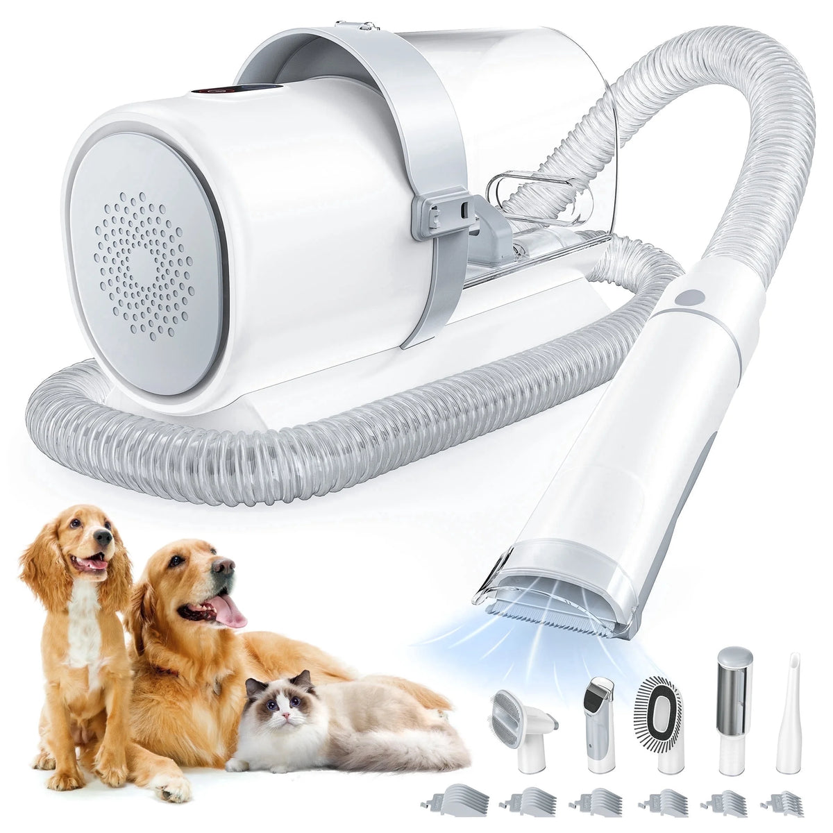 Pet grooming vacuum kit with clipper and brush attachments – view 10