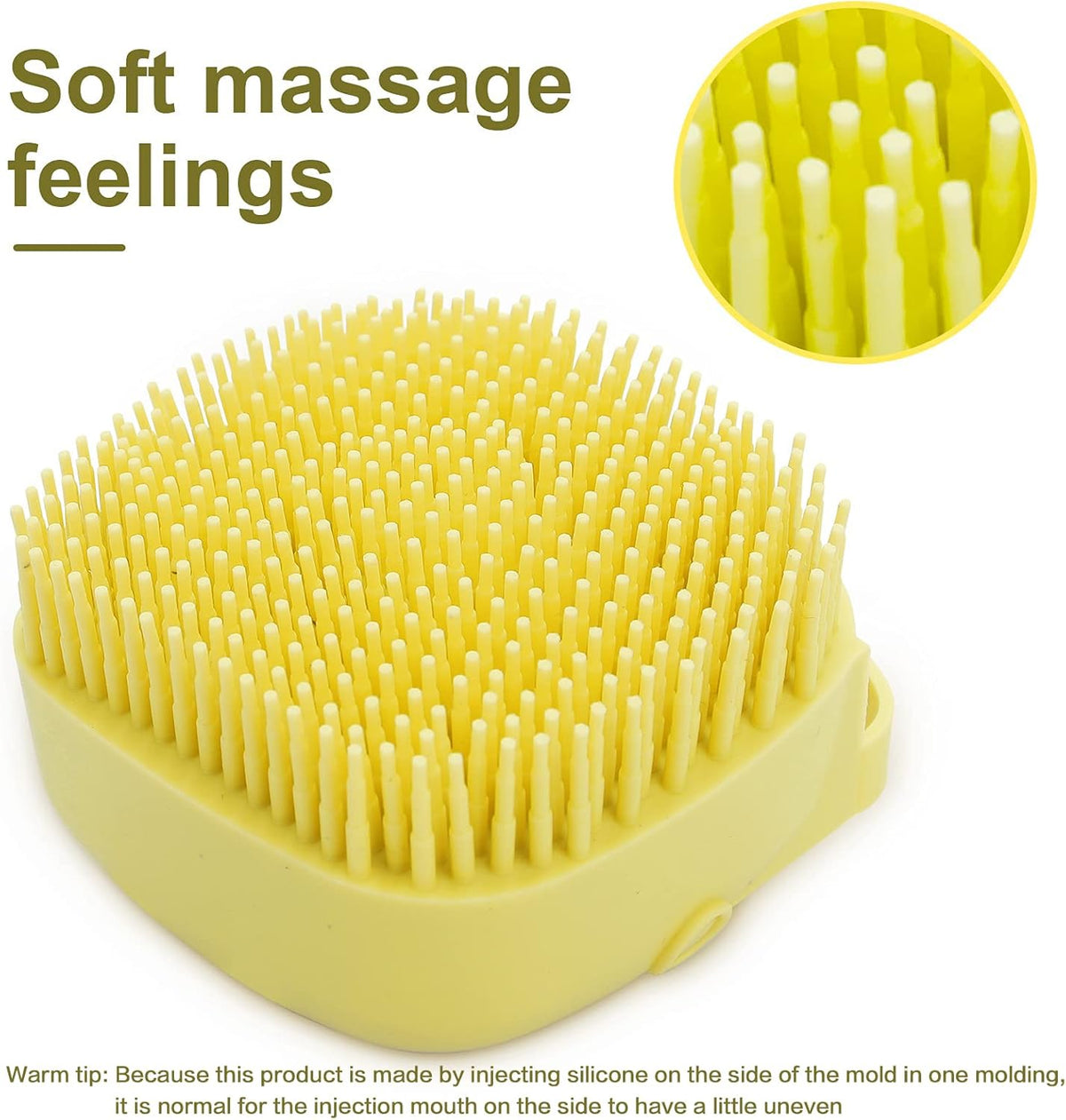 Yellow silicone dog bath brush with shampoo dispenser – view 6