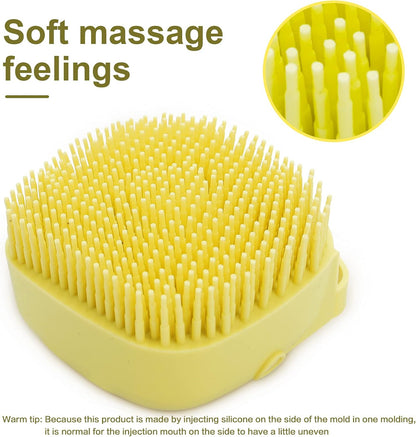Yellow silicone dog bath brush with shampoo dispenser – view 6