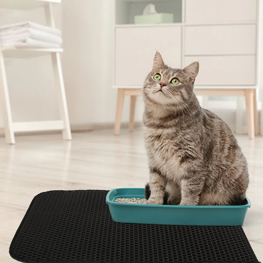 Black double-layer cat litter trapping mat – view 7