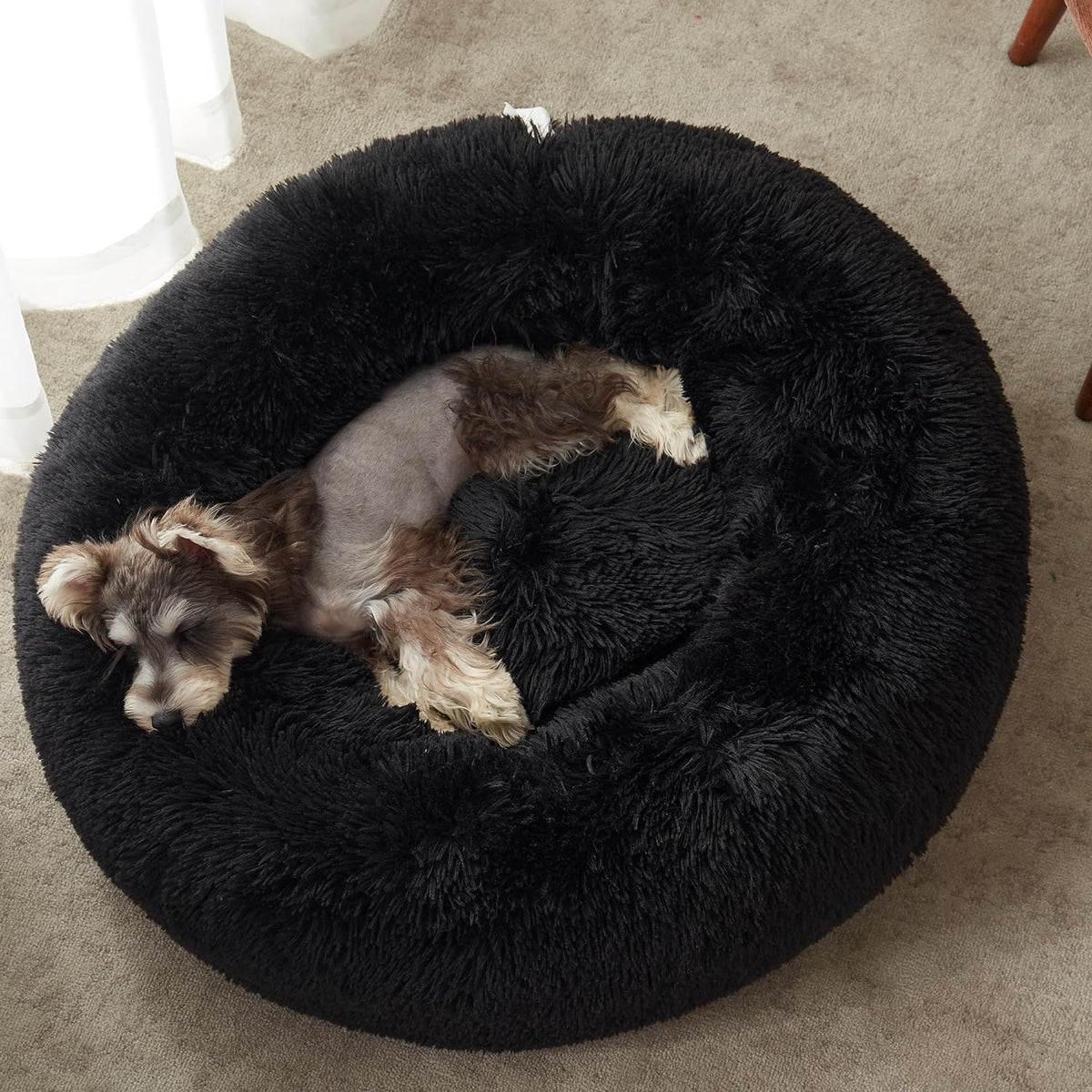 Black calming donut pet bed 20 inch – view 2
