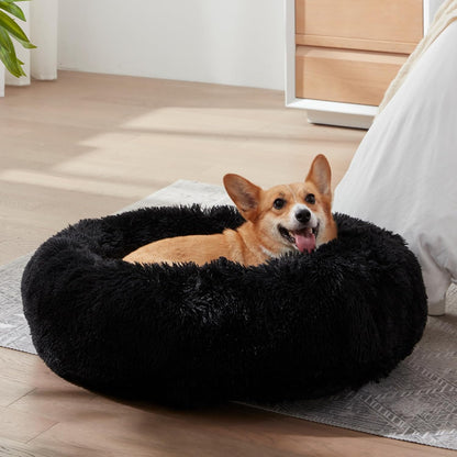 Black calming donut pet bed 20 inch – view 4