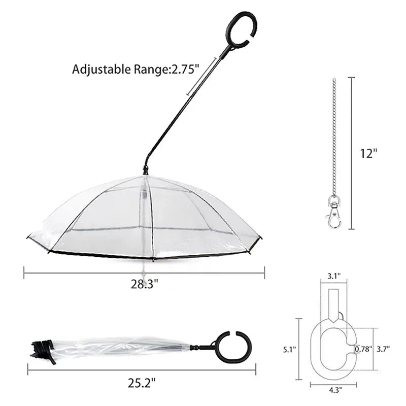 Clear dog umbrella with built-in leash – view 5
