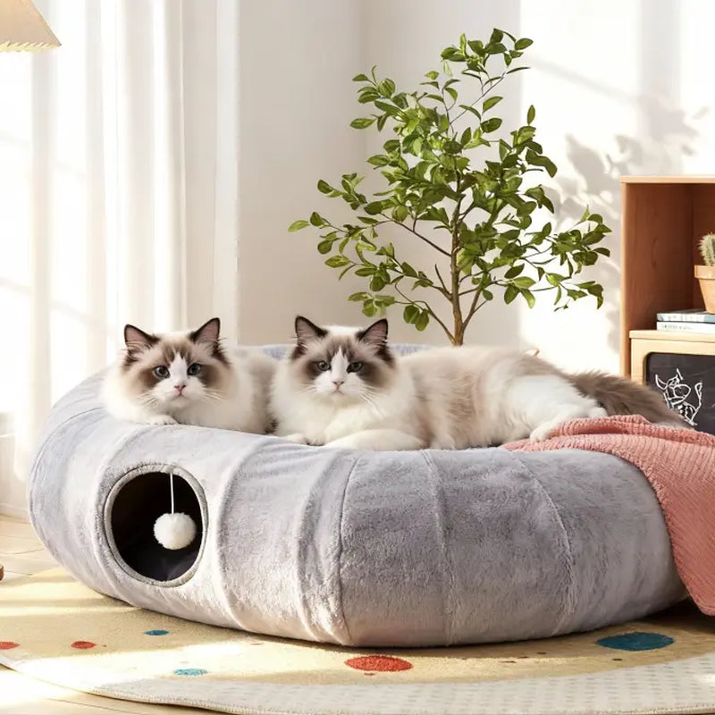 Cozy Cat Cave Bed: Double the Fun for Your Furry Friends! Hide, Play & Nap in Style Cat and Dog Bed