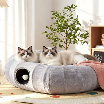 Cozy Cat Cave Bed: Double the Fun for Your Furry Friends! Hide, Play & Nap in Style Cat and Dog Bed