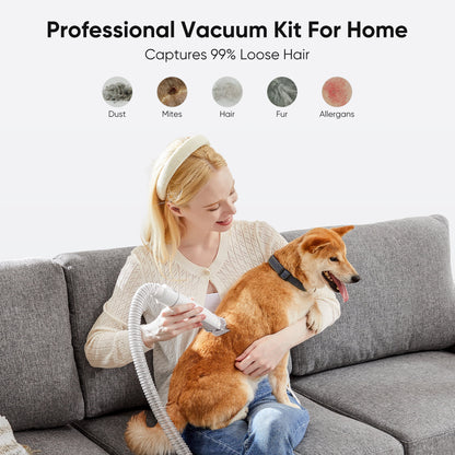 Pet grooming vacuum kit with clipper and brush attachments – view 4